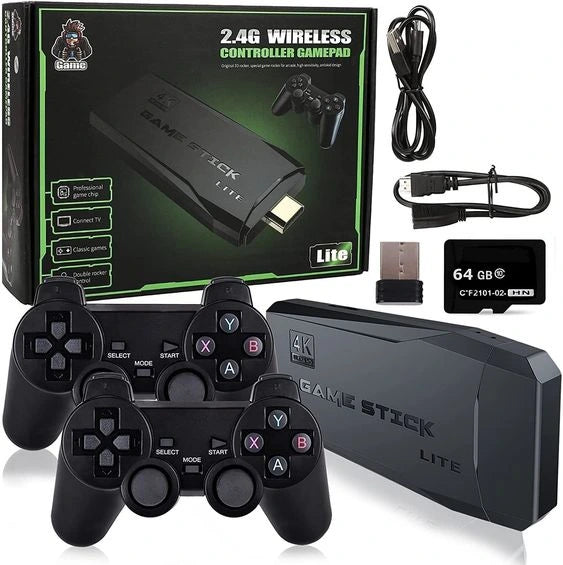 Game Stick Lite | Consola Retro +20.000 Juegos + 2 Controles Inalámbricos