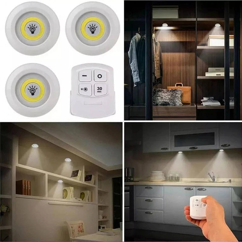 Pack 3 Luces Inalámbricas LED con Control Remoto y Auto Adhesivo