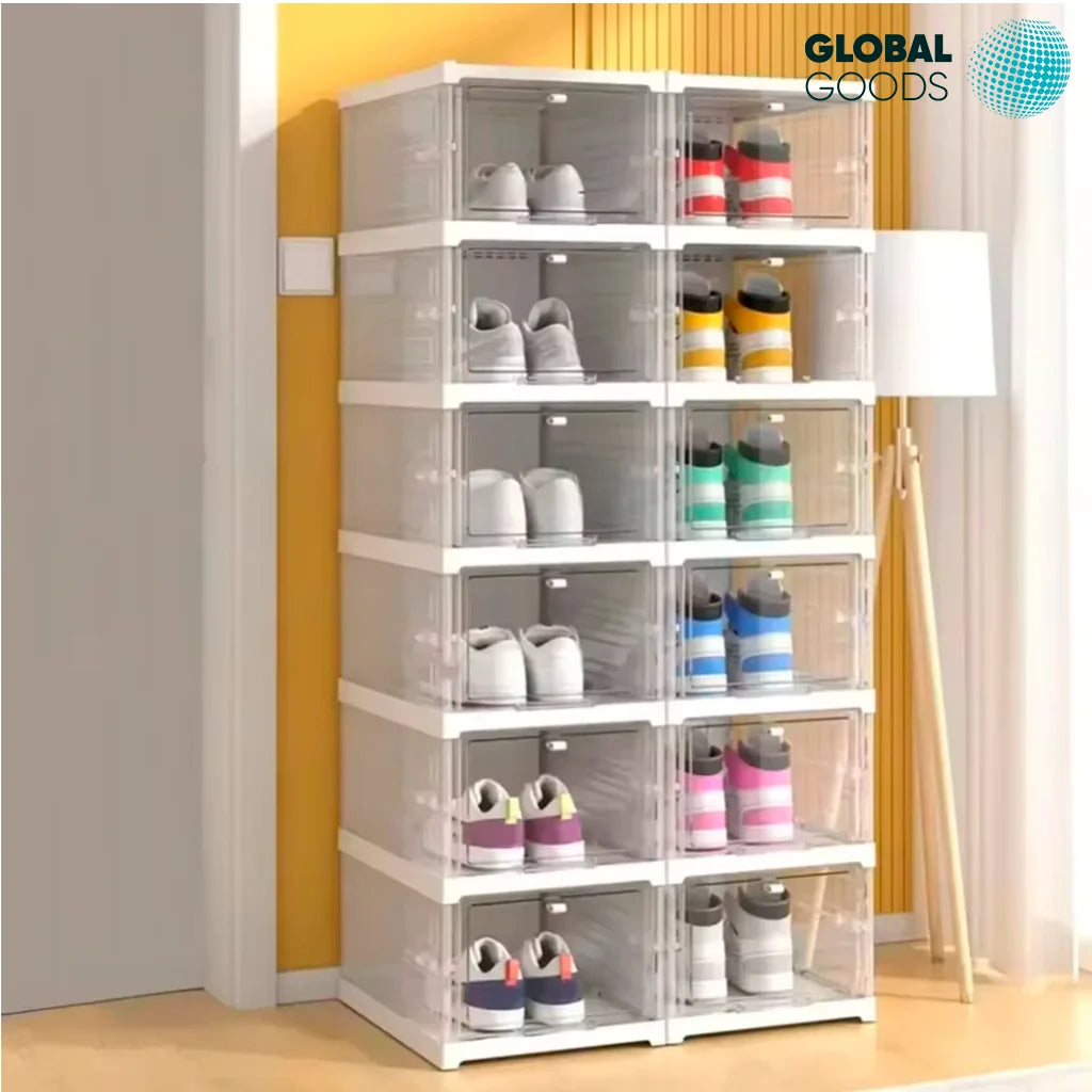 Zapatero Plegable de 6 Niveles Transparente