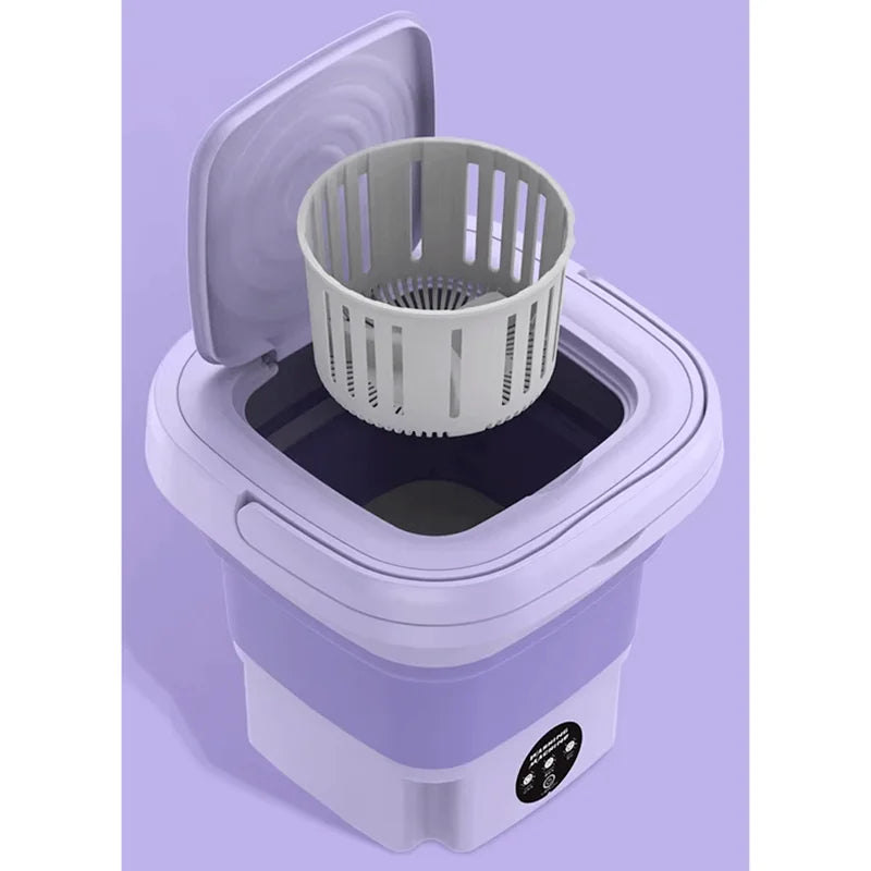 Mini Lavadora Plegable 2 en 1 con Centrifugado – 8L