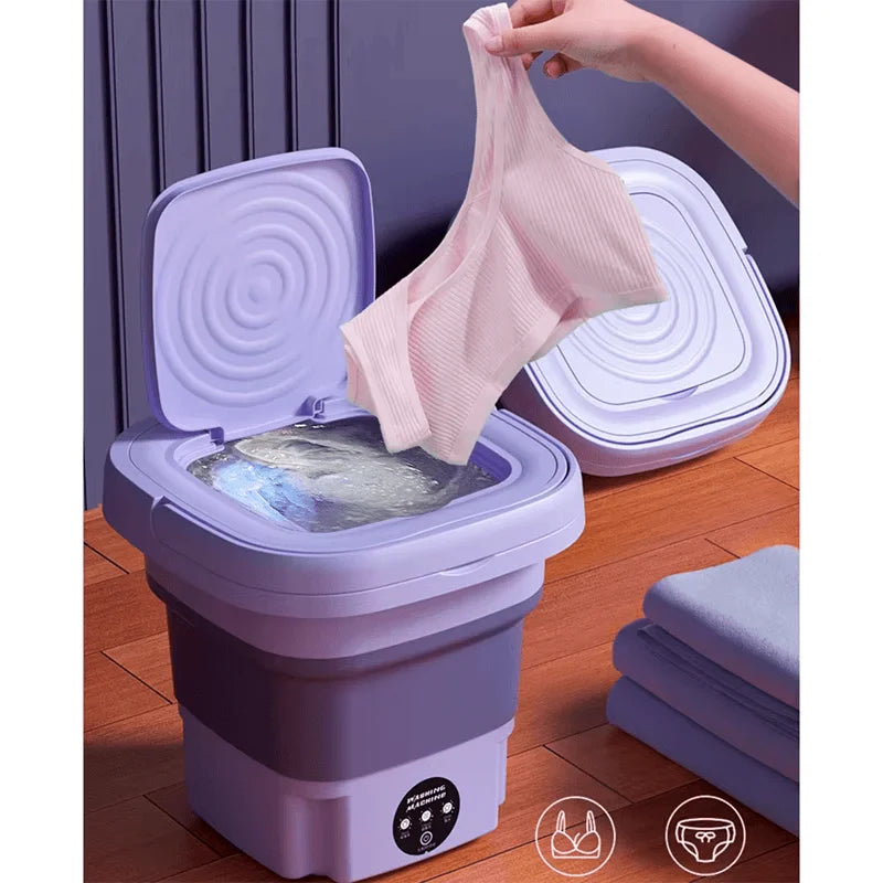 Mini Lavadora Plegable 2 en 1 con Centrifugado – 8L