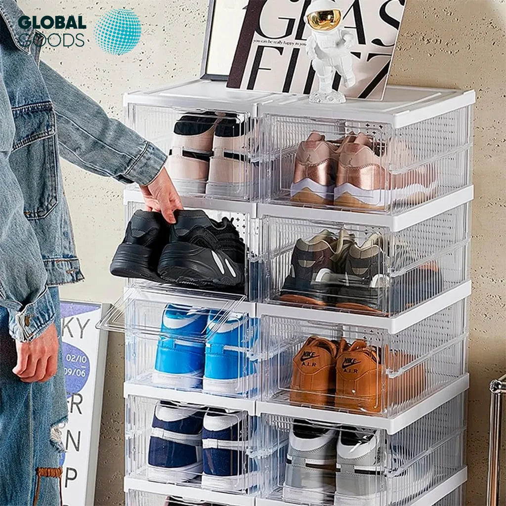 Zapatero Plegable de 6 Niveles Transparente