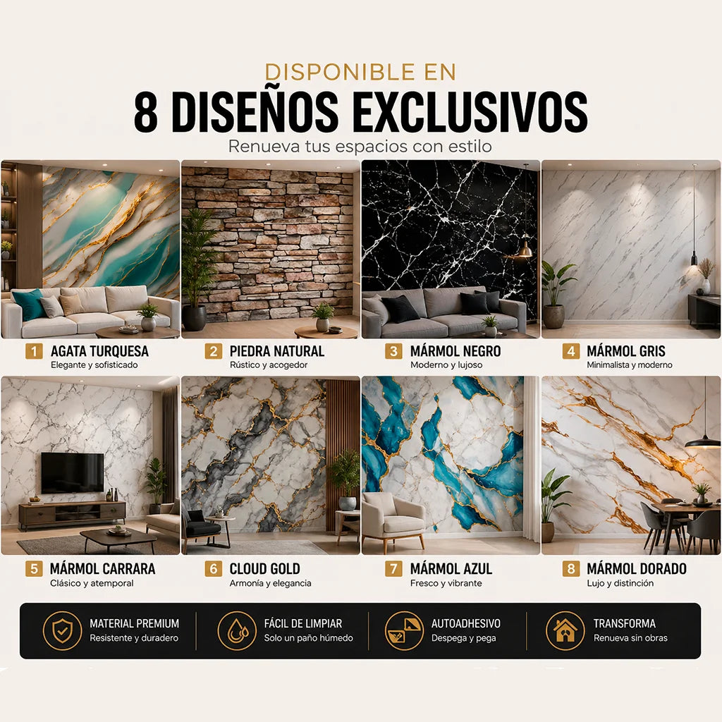 Lámina Autoadhesiva PVC Diseño Mármol | 3m x 1.2m x 3mm