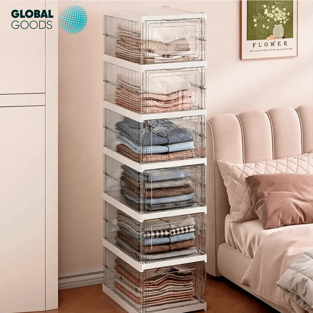 Zapatero Plegable de 6 Niveles Transparente