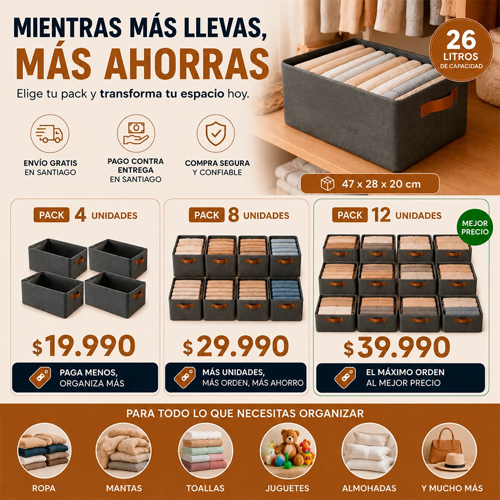 Organizador de Ropa Plegable | Pack 4 Unidades