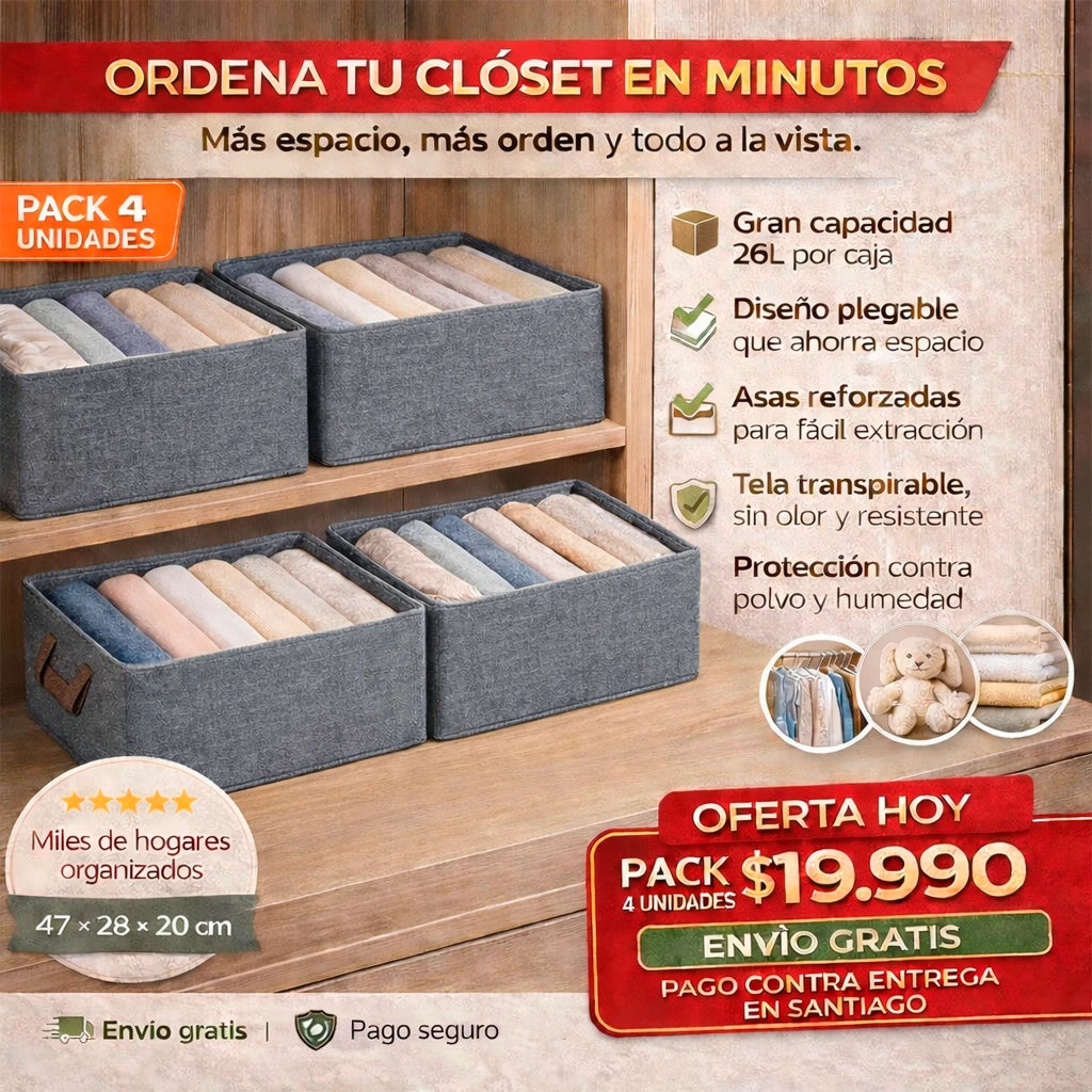 Organizador de Ropa Plegable | Pack 4 Unidades