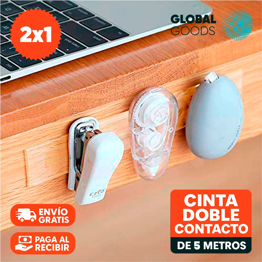 Cinta Adhesiva Doble Contacto Multifuncional 5 Metros | Pack 2 Unidades