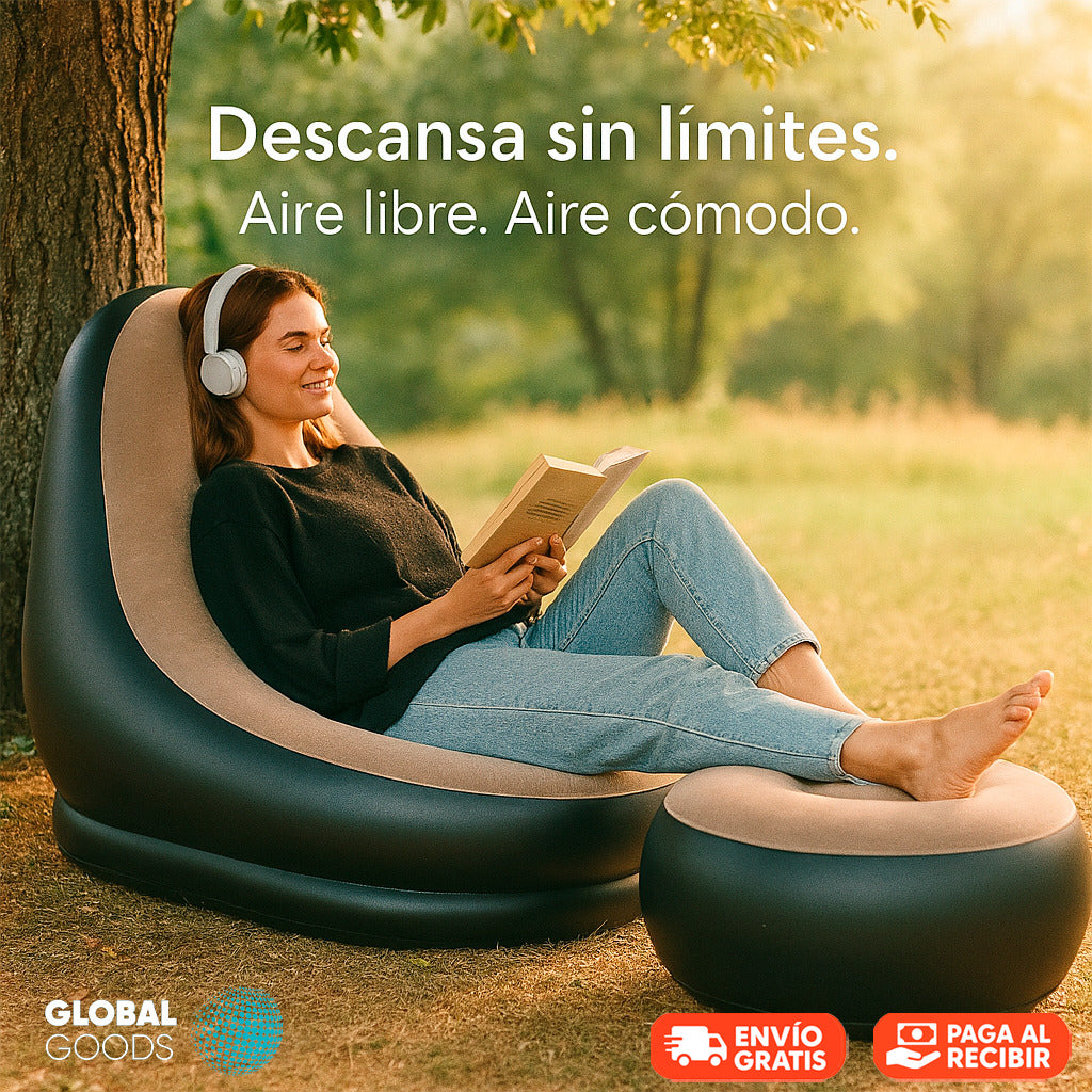 AirComfort™ | Sofá y Puff Inflable + Inflador Eléctrico