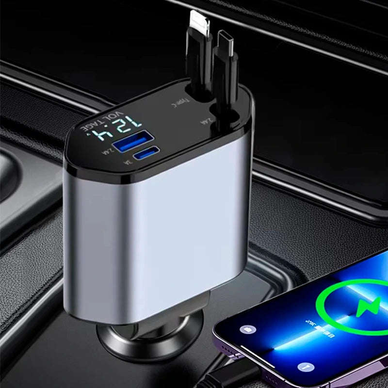 Cargador de Auto 4 en 1 con Carga Rápida – 120W