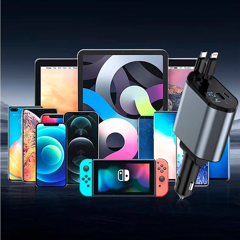 Cargador de Auto 4 en 1 con Carga Rápida – 120W