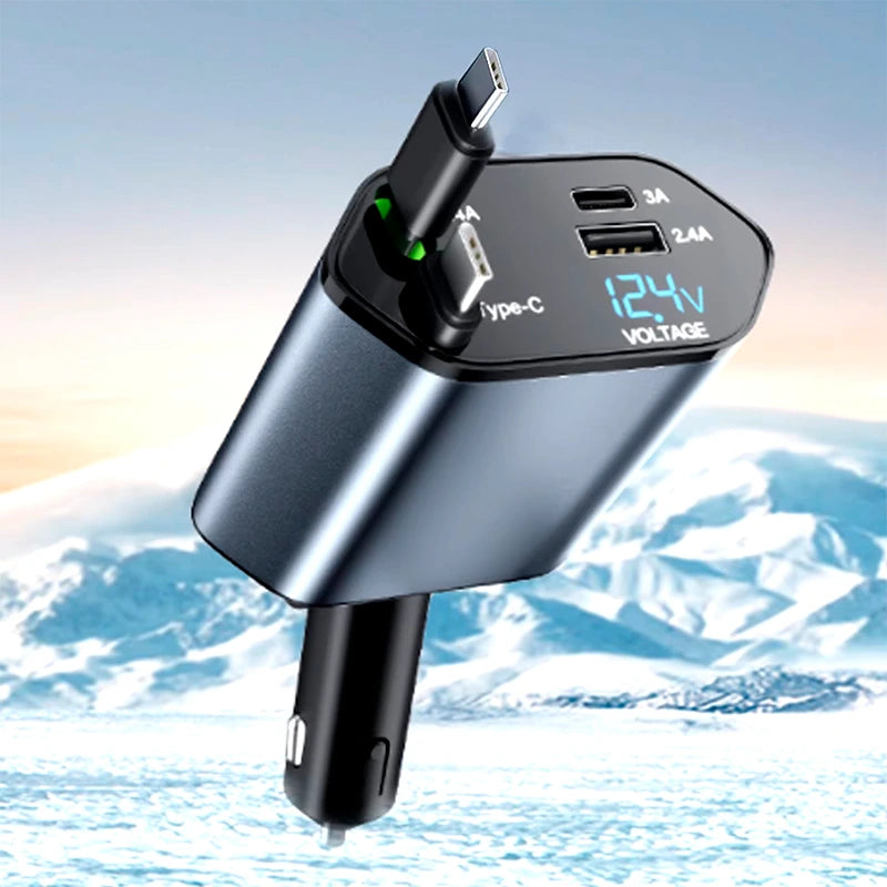 Cargador de Auto 4 en 1 con Carga Rápida – 120W