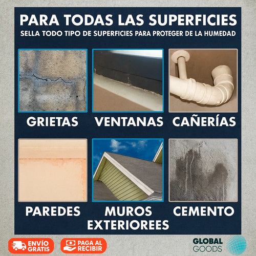 Adhesivo Transparente Impermeable Tapa Goteras | 1 kg + Brocha