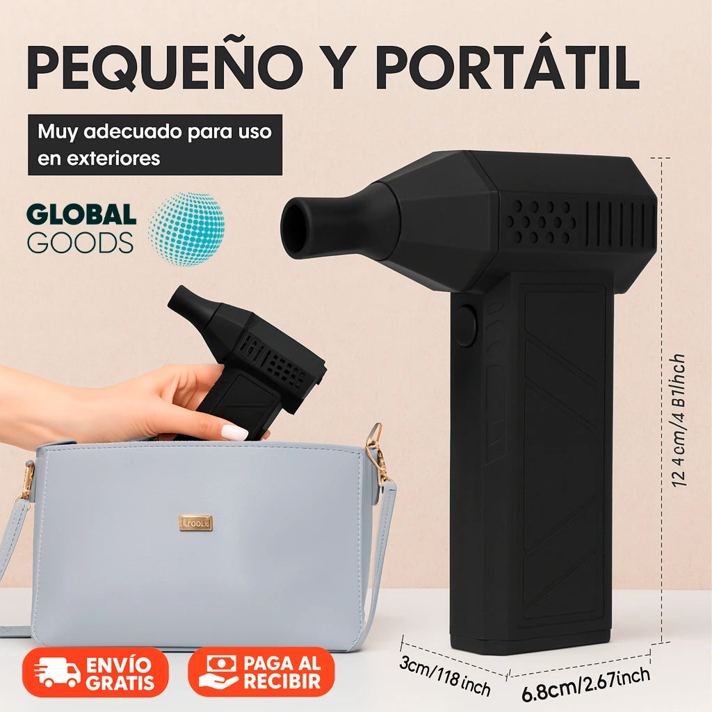 JetMini™ TurboAir | Soplador de Mano Inalámbrico con Linterna