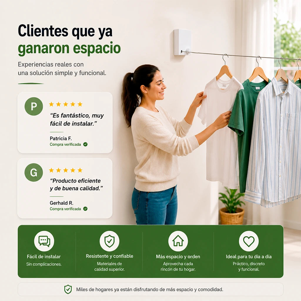 Tendedero Retráctil de Pared | 4,2 m de Longitud