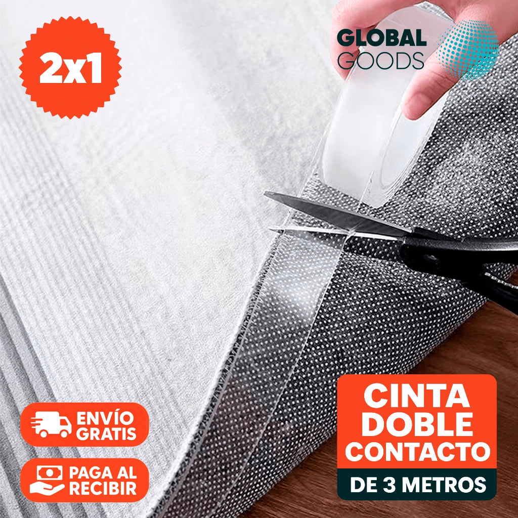 Cinta Adhesiva Doble Contacto Multifuncional 3 Metros | Pack 2 Unidades