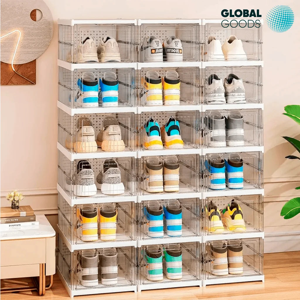 Zapatero Plegable de 6 Niveles Transparente