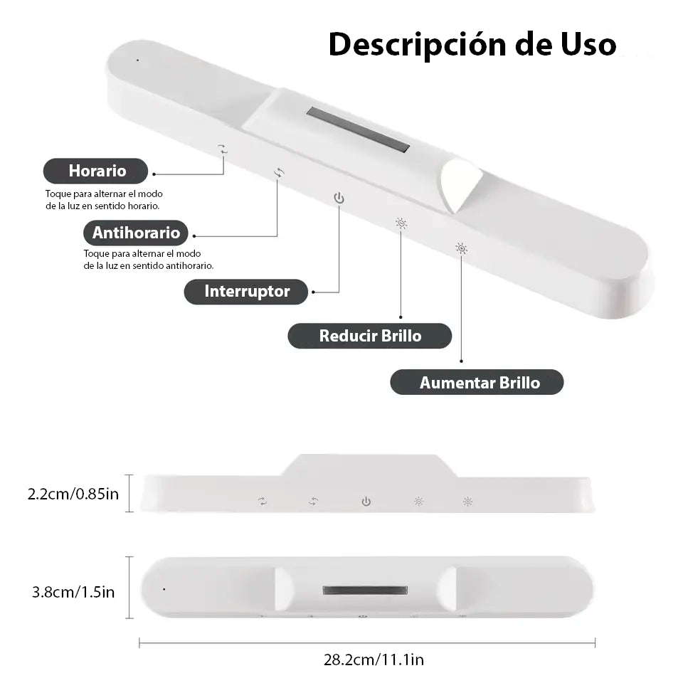 Lámpara Led - Inalámbrica y Recargable - Para Escritorio, Pared o Espejo
