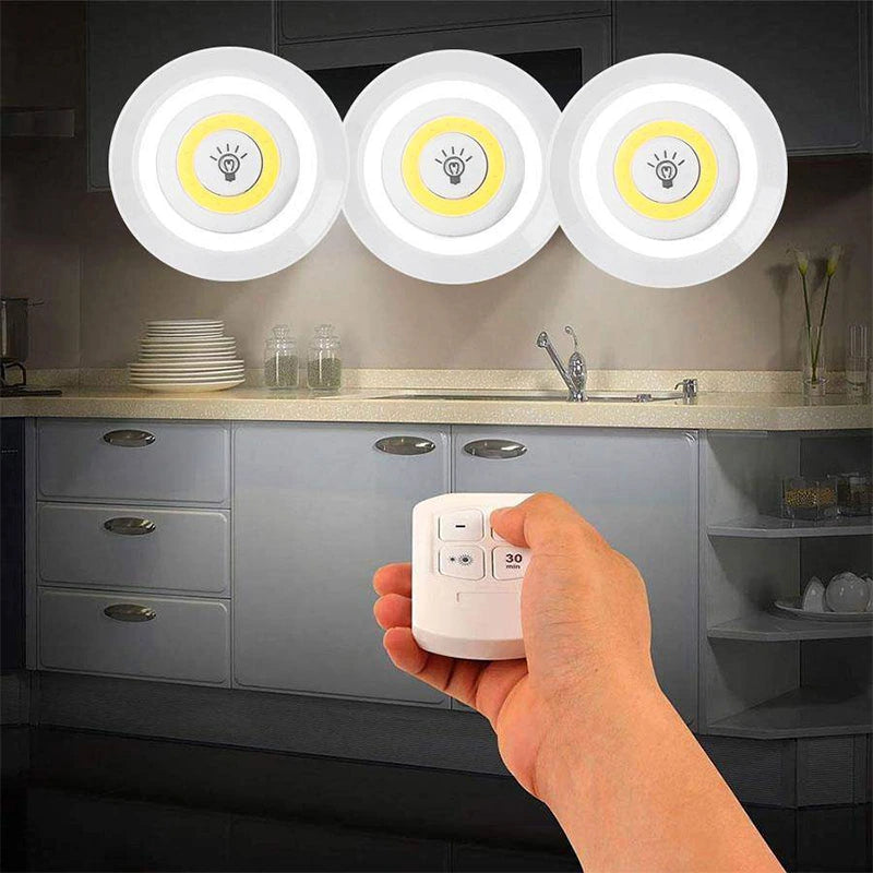 Pack 3 Luces Inalámbricas LED con Control Remoto y Auto Adhesivo