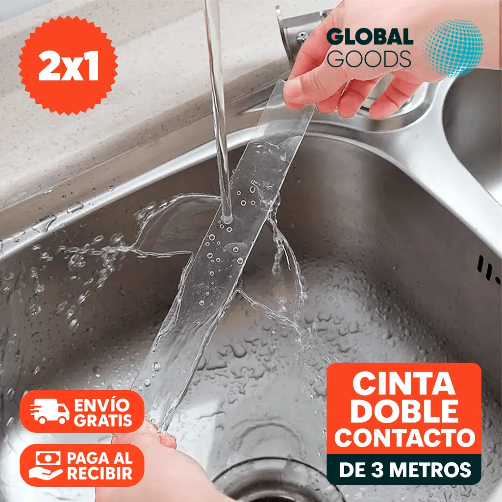 Cinta Adhesiva Doble Contacto Multifuncional 3 Metros | Pack 2 Unidades