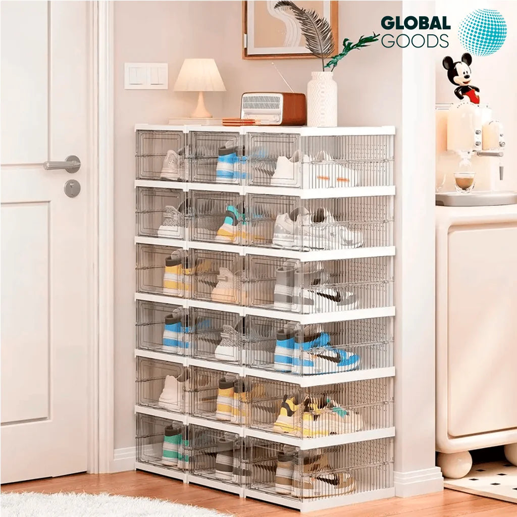 Zapatero Plegable de 6 Niveles Transparente