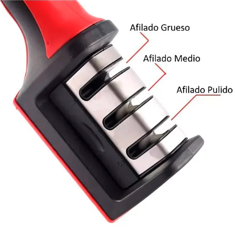 Afilador Manual de Cuchillos y Tijeras 3 en 1