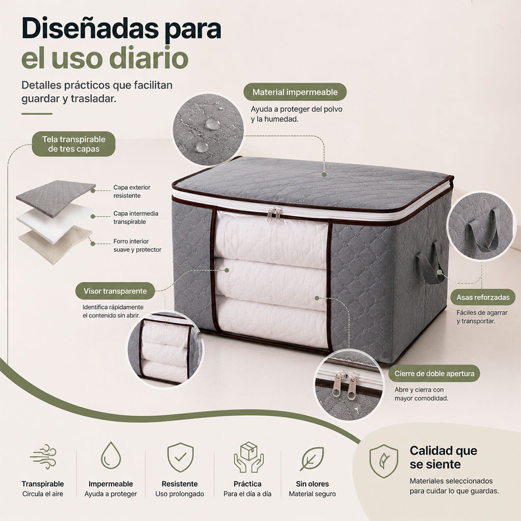 Cajas Organizadoras Plegables con Visor | Pack 4 Unidades