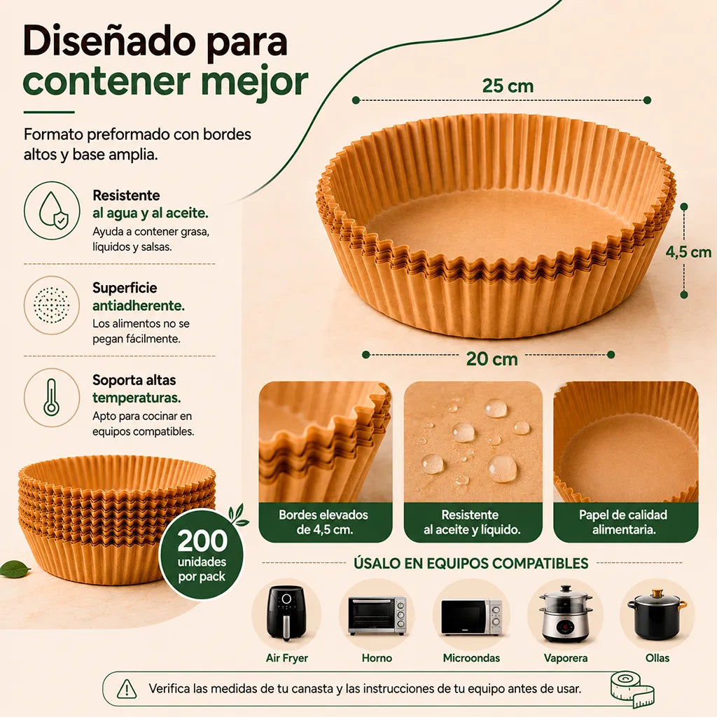 BANDEJA ANTIADHERENTE PARA AIR FRYER | 200 Unidades