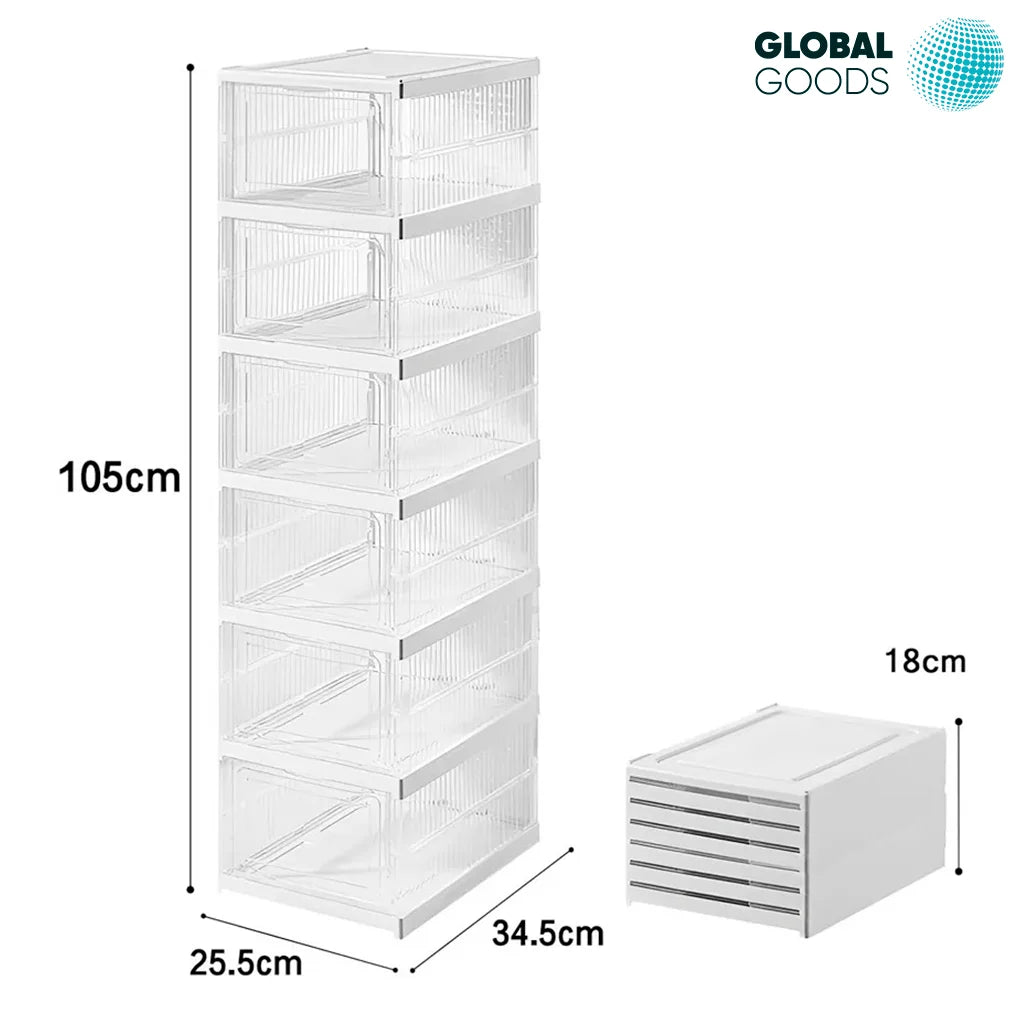 Zapatero Plegable de 6 Niveles Transparente