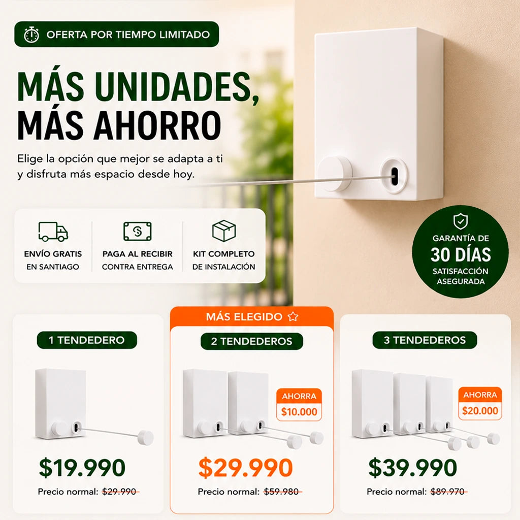 Tendedero Retráctil de Pared | 4,2 m de Longitud
