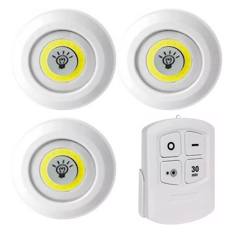 Pack 3 Luces Inalámbricas LED con Control Remoto y Auto Adhesivo