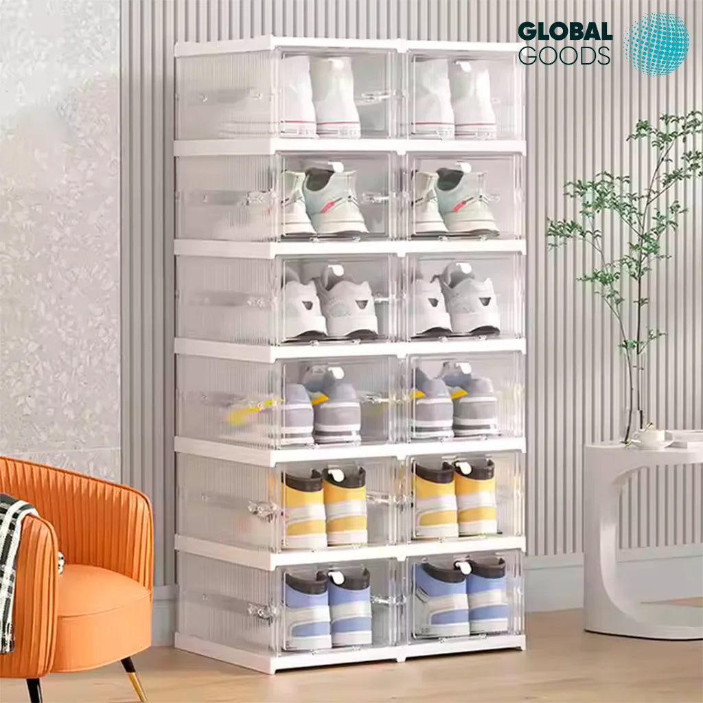 Zapatero Plegable de 6 Niveles Transparente