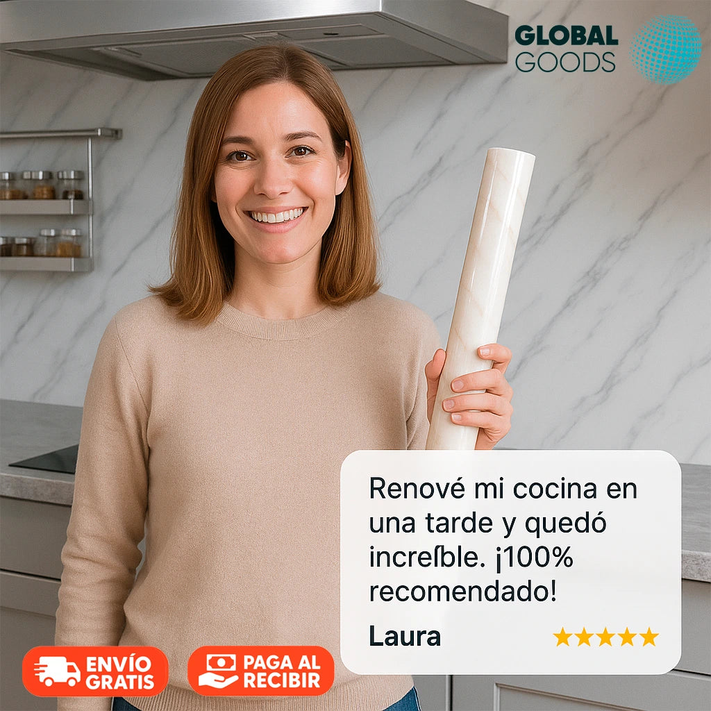 MarmoFlex™ | Lámina de Vinilo Adhesivo Efecto Mármol 10mx60cm