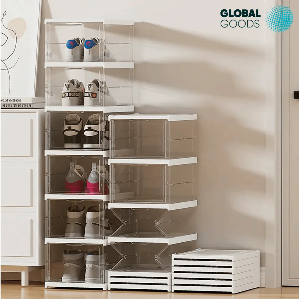 Zapatero Plegable de 6 Niveles Transparente