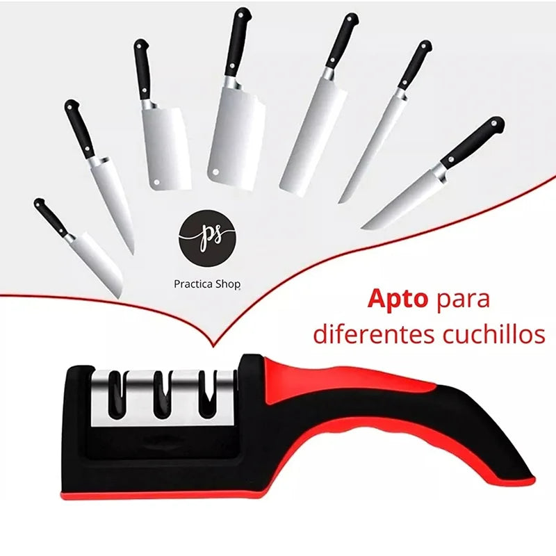 Afilador Manual de Cuchillos y Tijeras 3 en 1