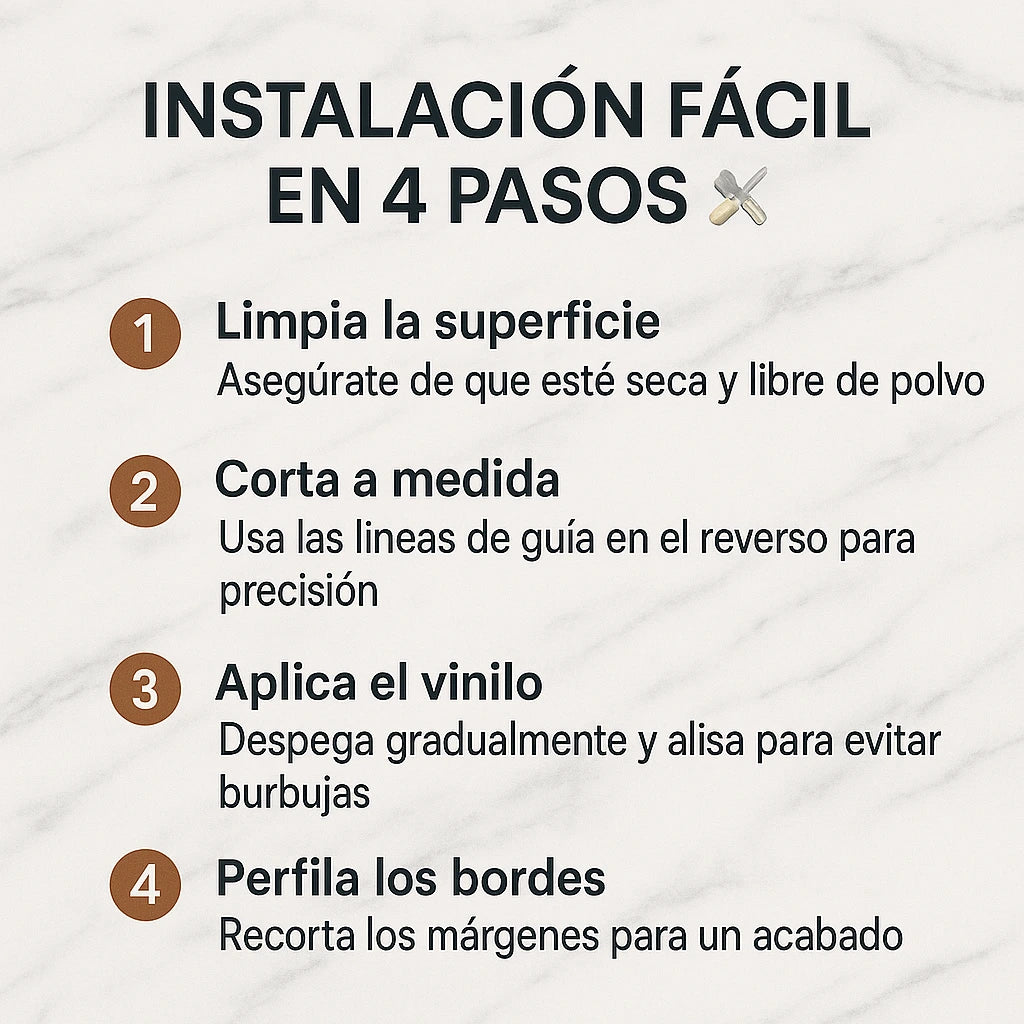 MarmoFlex™ | Lámina de Vinilo Adhesivo Efecto Mármol 10mx60cm