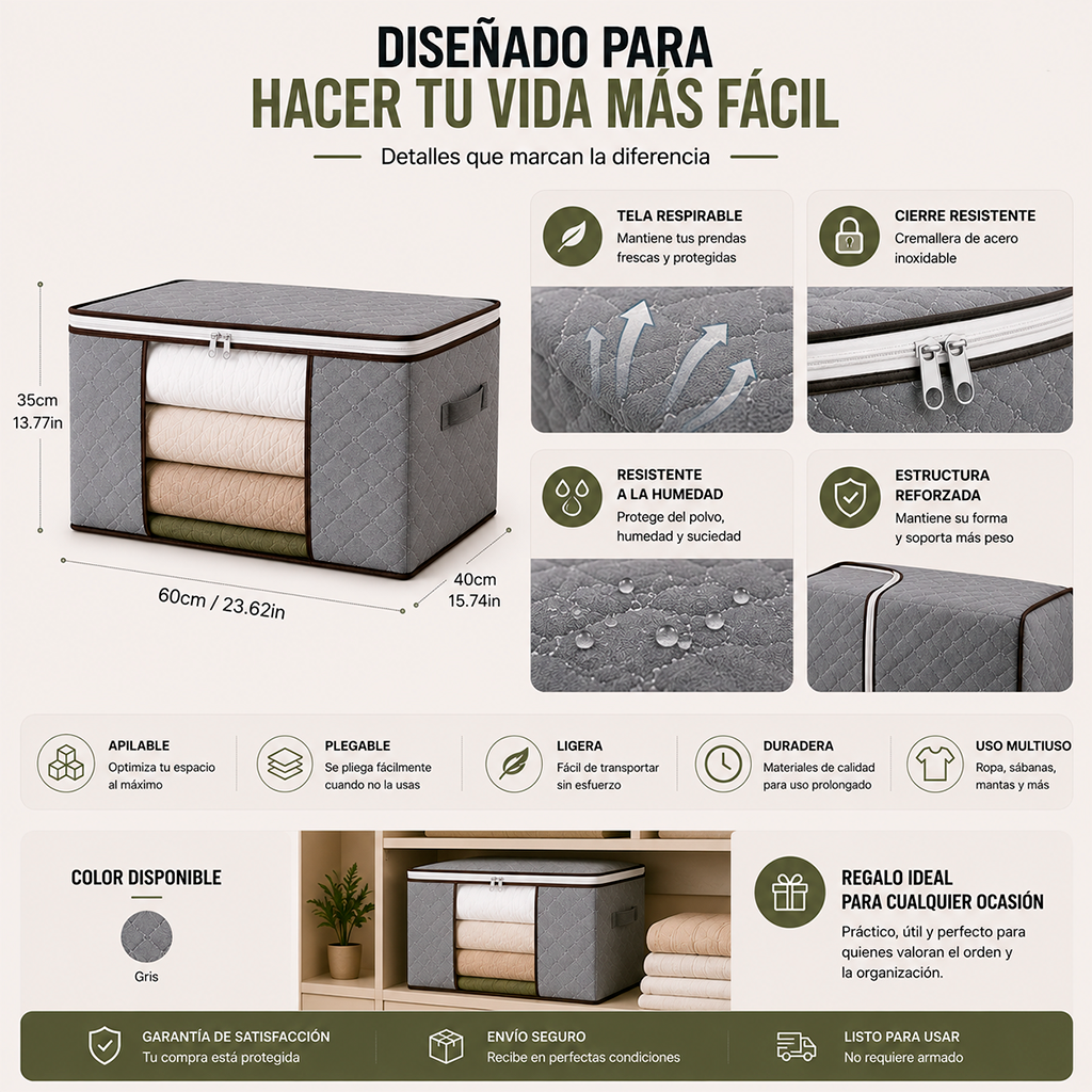 Cajas Organizadoras Plegables con Visor | Pack 4 Unidades