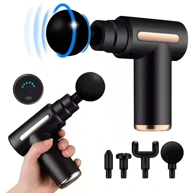 Relax Gun™ | Pistola Masajeadora Con 4 Cabezales Intercambiables