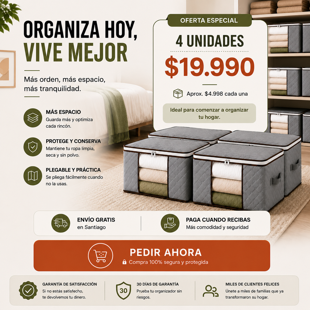 Cajas Organizadoras Plegables con Visor | Pack 4 Unidades