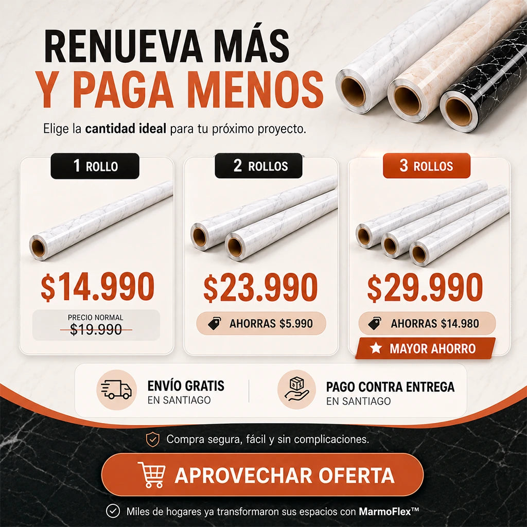 MarmoFlex™ | Lámina de Vinilo Adhesivo Efecto Mármol 10mx60cm