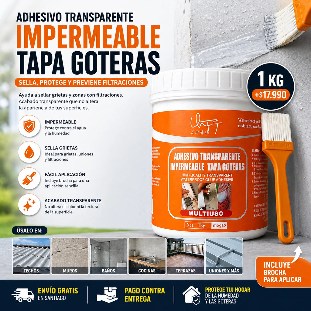 Sellador Transparente Impermeable 1 kg + Brocha