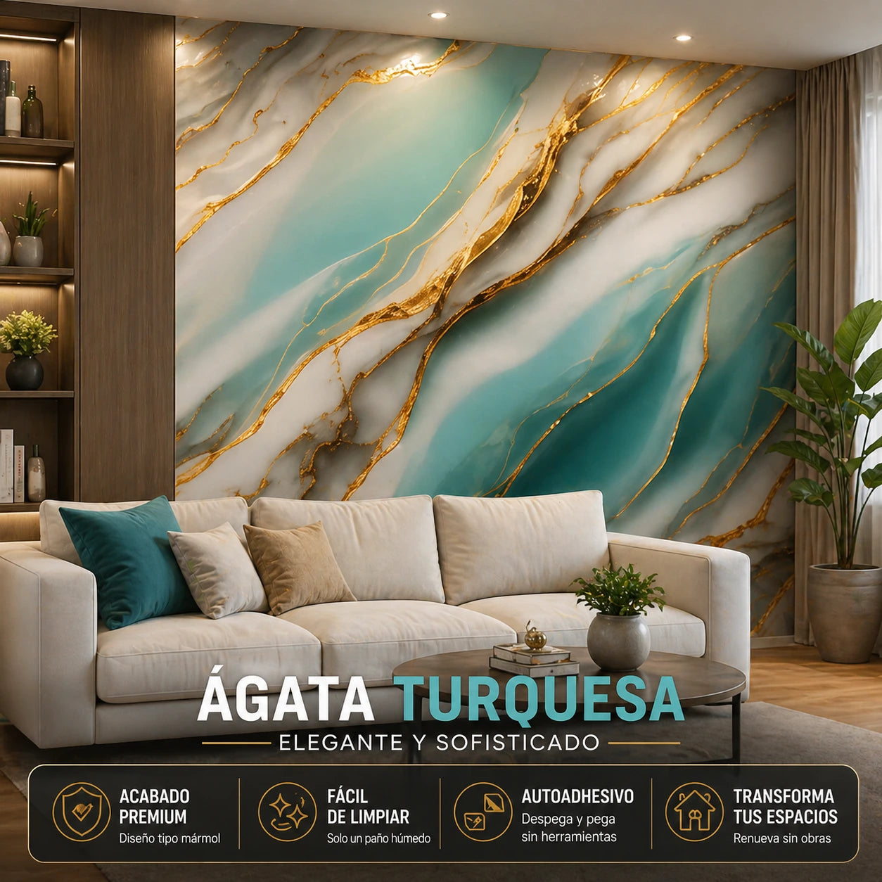 Lámina Autoadhesiva PVC Diseño Mármol | 3m x 1.2m x 3mm