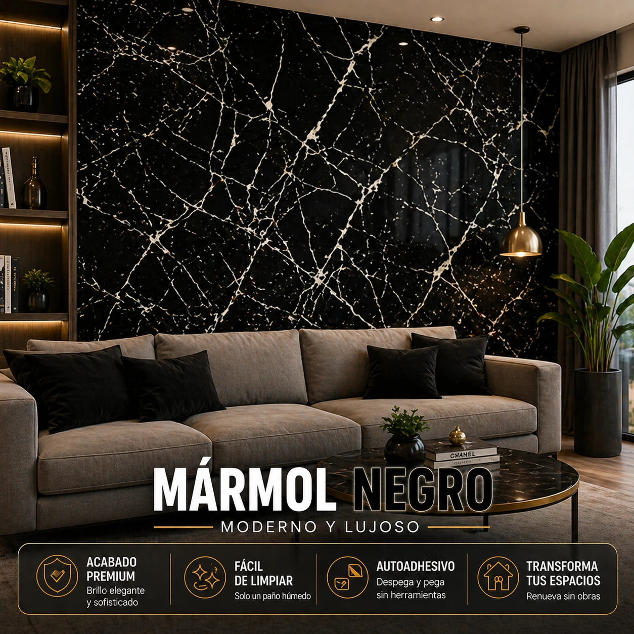 Lámina Autoadhesiva PVC Diseño Mármol | 3m x 1.2m x 3mm