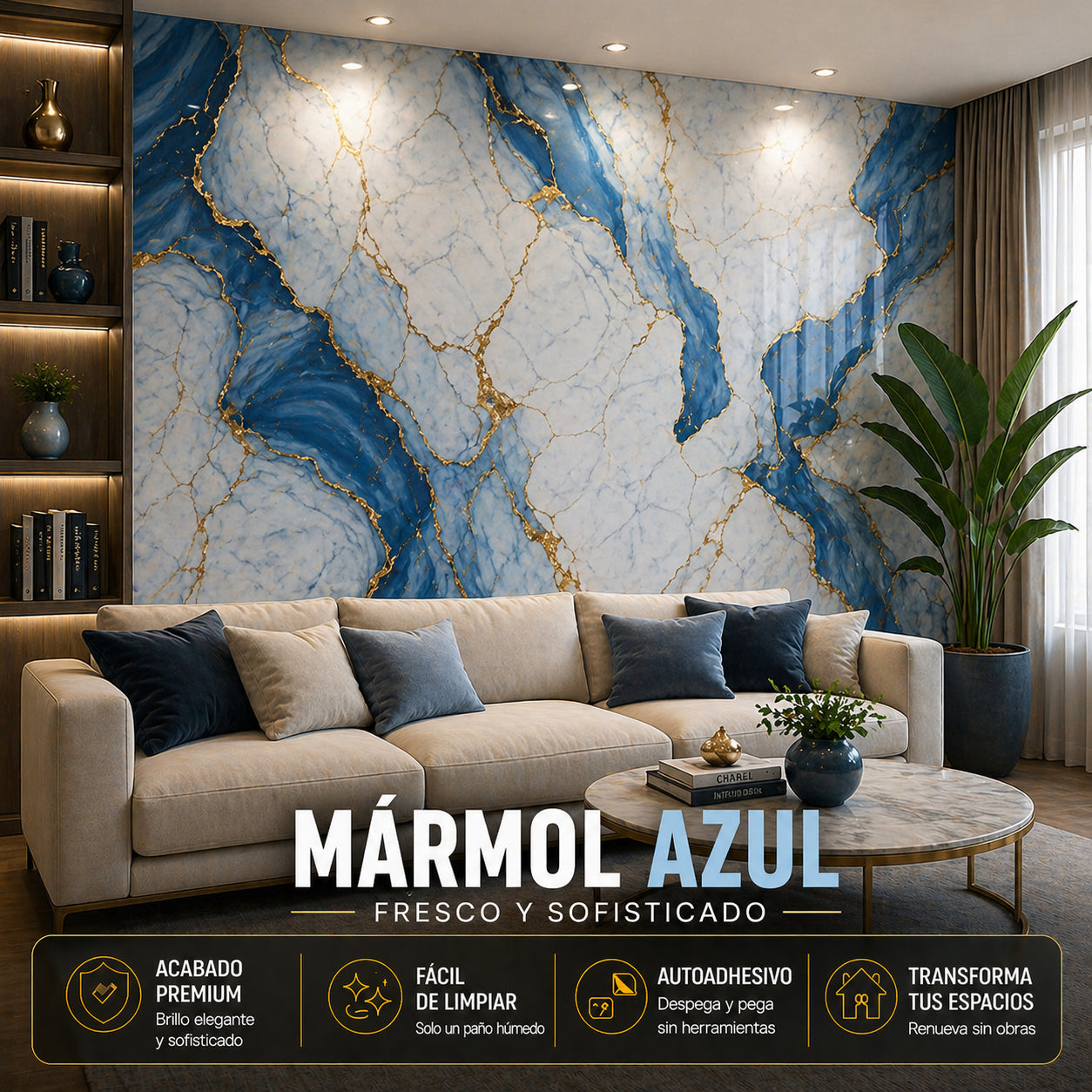 Lámina Autoadhesiva PVC Diseño Mármol | 3m x 1.2m x 3mm