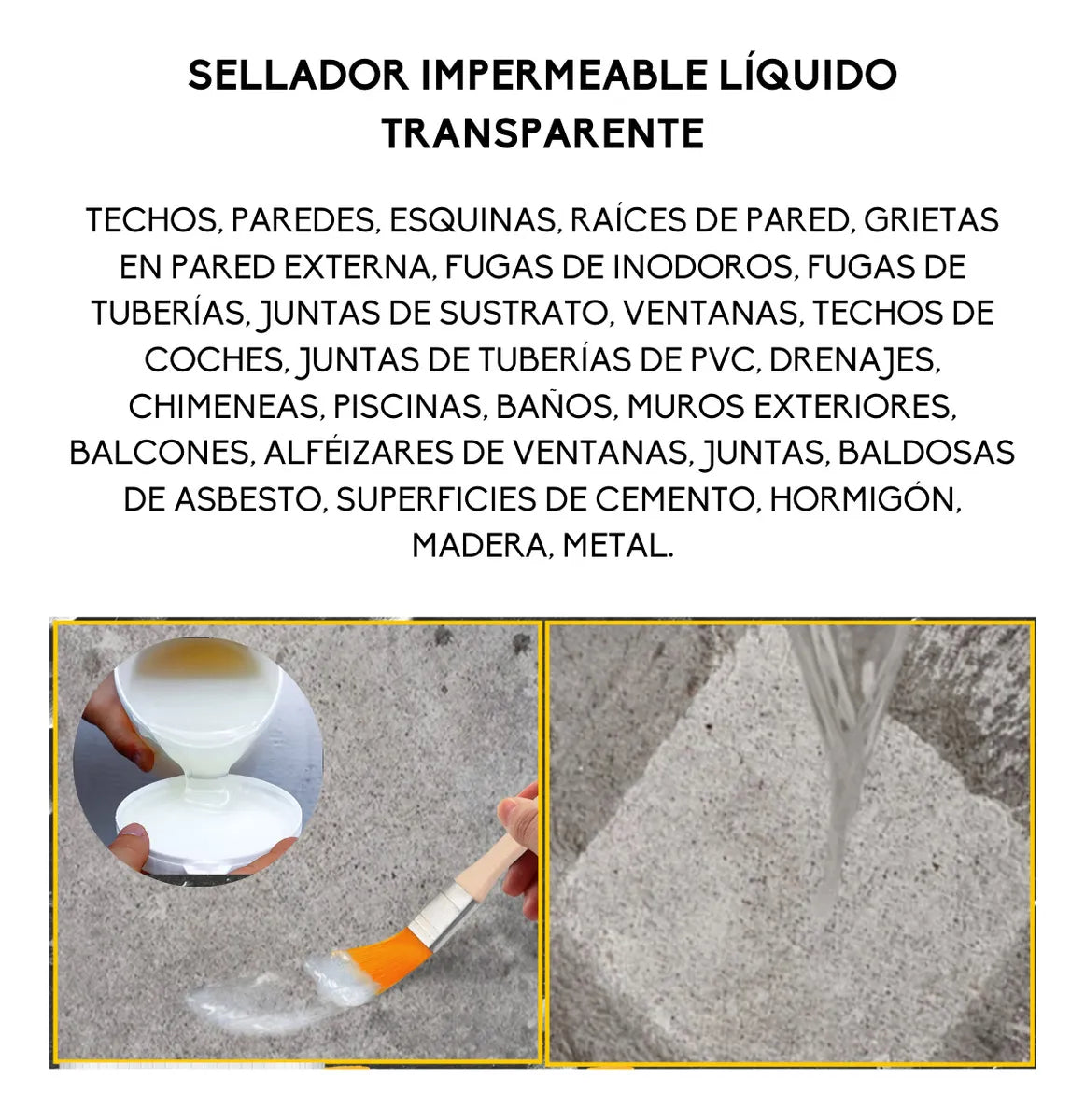 Sellador Transparente Impermeable 300g + Brocha  | Pack 2 Unidades