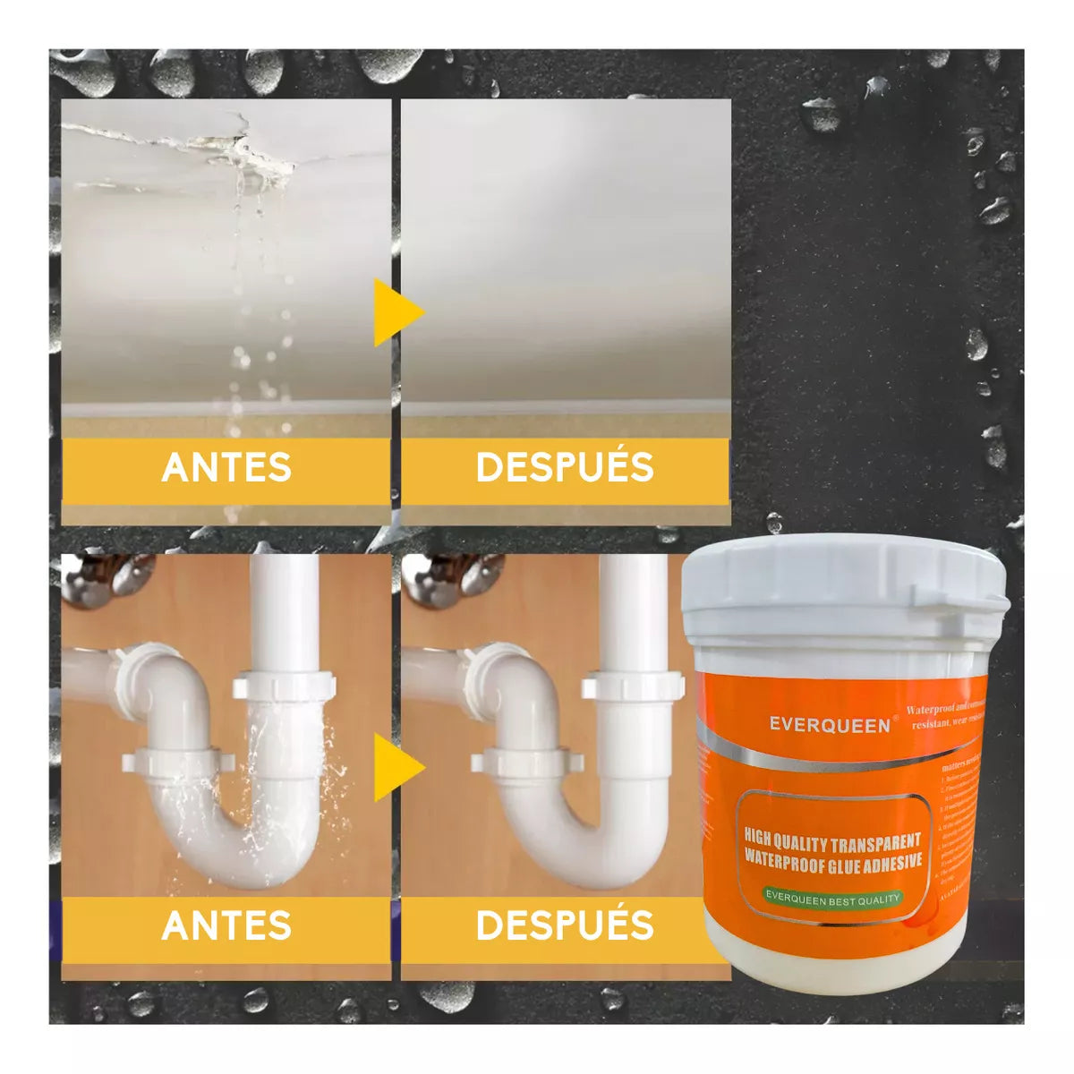 Sellador Transparente Impermeable 300g + Brocha  | Pack 2 Unidades
