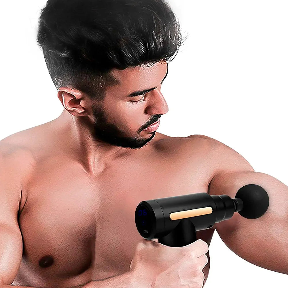 Relax Gun™ | Pistola Masajeadora Con 4 Cabezales Intercambiables