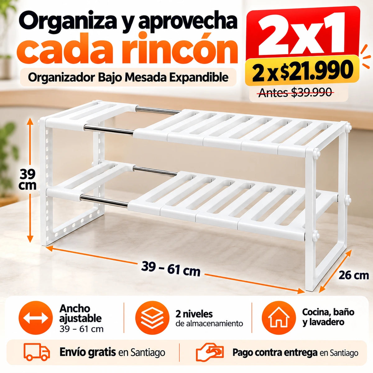 Organizador Multifuncional Expandible de 2 Niveles | Oferta 2x1