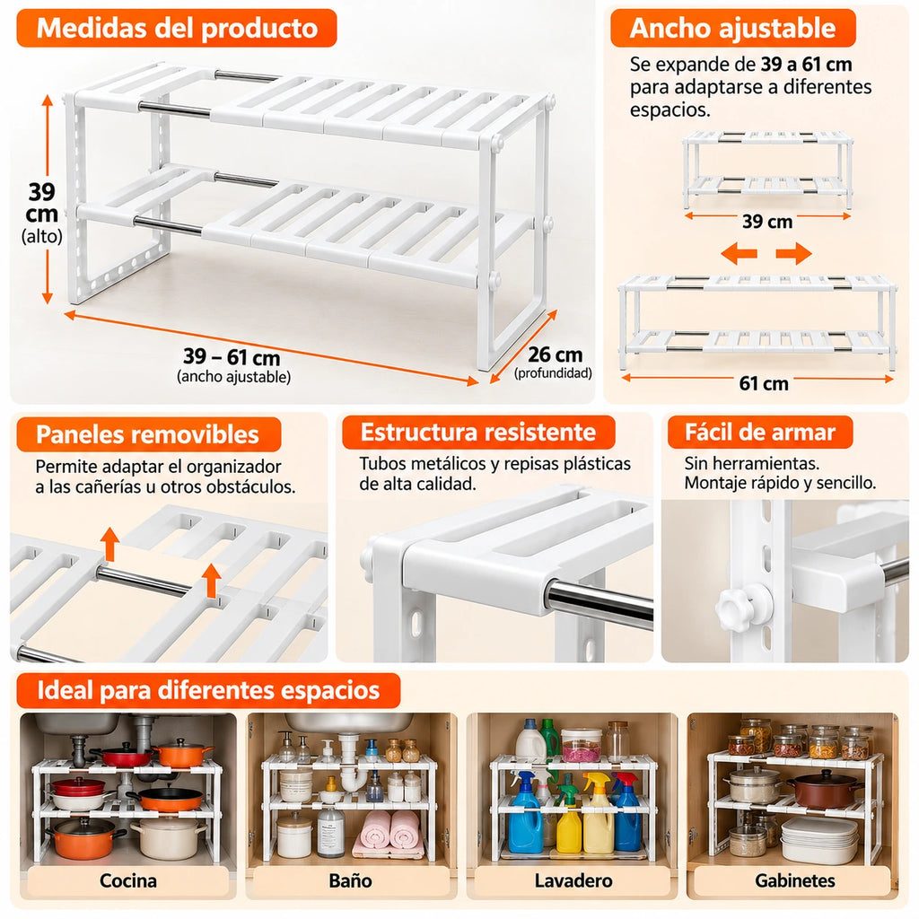 Organizador Multifuncional Expandible de 2 Niveles | Oferta 2x1