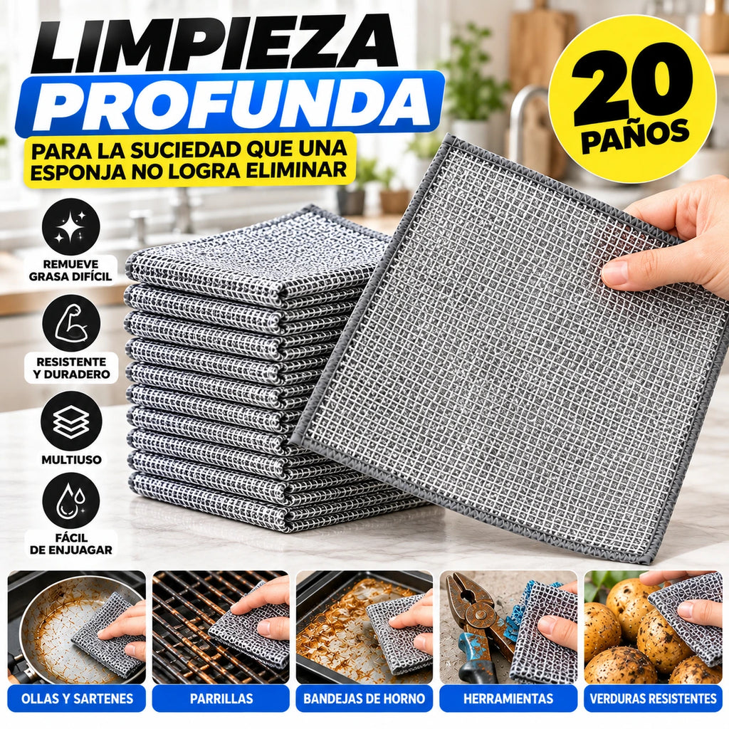 Paños Metálicos Tipo Malla | Pack 20 Unidades