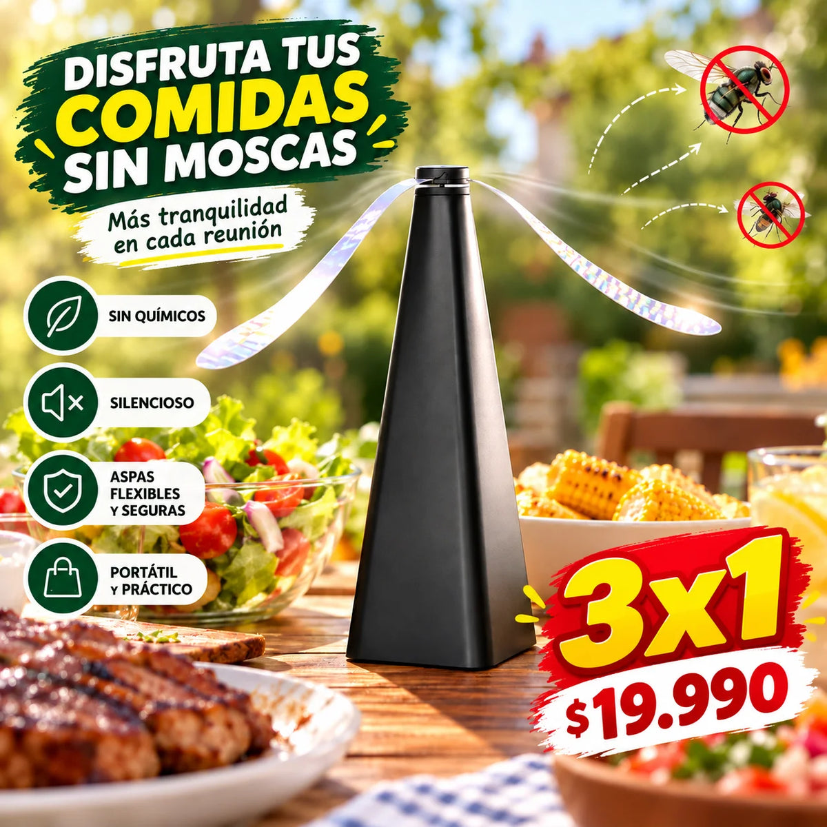 Espantamoscas Automático de Aspas | Pack 3 Unidades